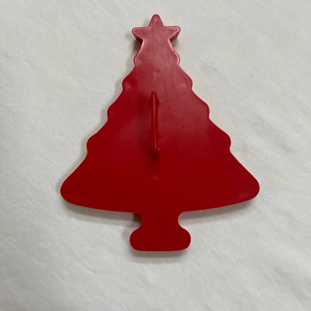 6 Cookie Cutters Red Plastic Vintage Pig Bunny Clown Turkey Flag Christmas Tree